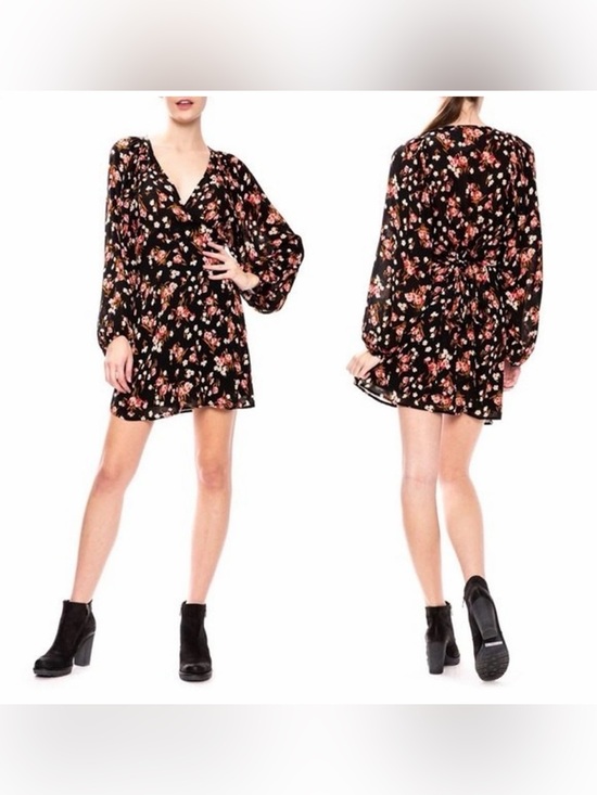 CeCe Dresses & Skirts - NWT CeCe Rich Black Floral Tiered Chiffon Mini Dress Plus Size 2X